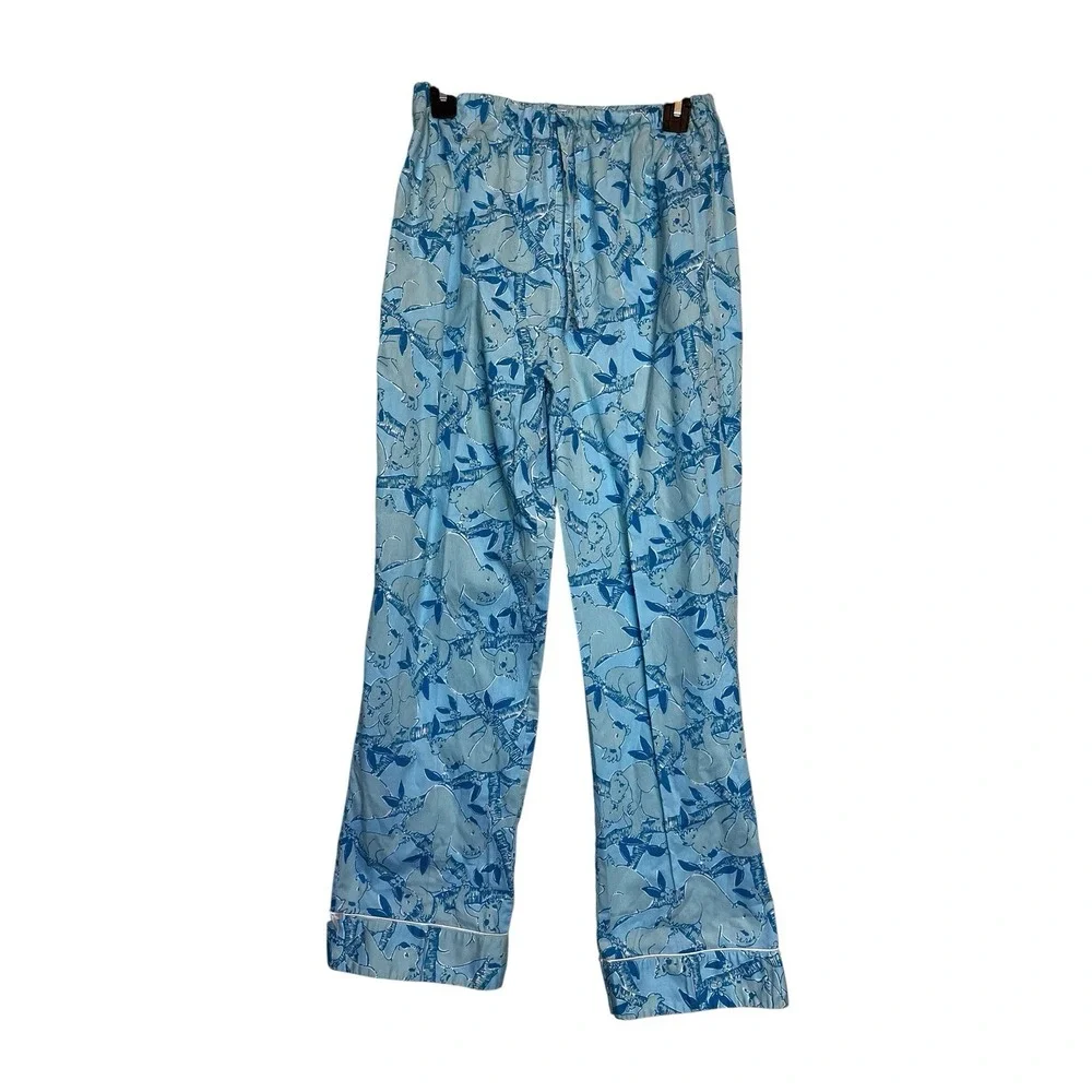 Vintage Lilly Pulitzer Pajama Set Size S Blue Koala Bear Print Long Sleeve